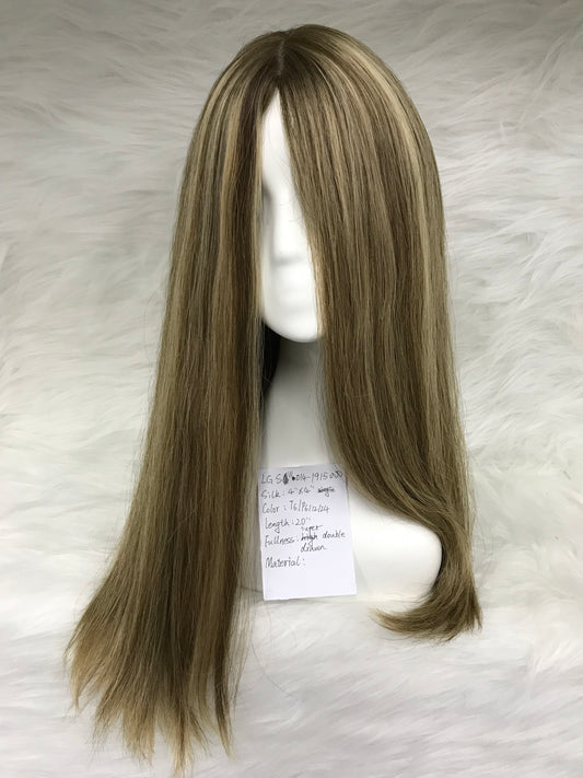 SILK TOP WHITE WOMEN 4“*4” HAIR LOSS KOSHER WIG